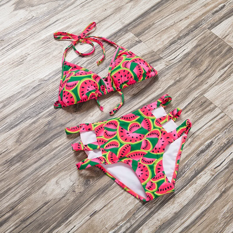 Купальник женский с эффектом пуш ап пикантный комплект бикини принтом арбуза