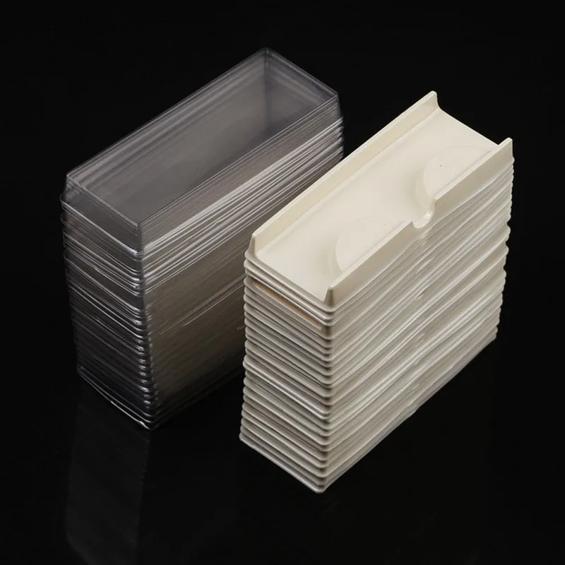 

100/pack wholesale plastic clear lash tray mink lashes holder eyelash trays for eyelash packaging box package case bulk vendors