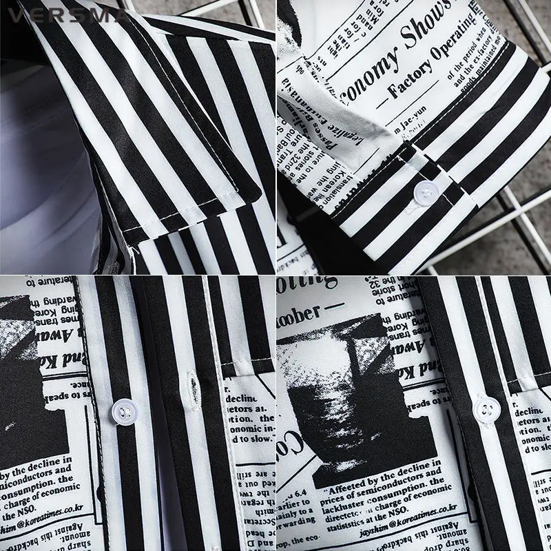 Мужская/Женская рубашка с принтом VERSMA летняя винтажная в полоску изображением