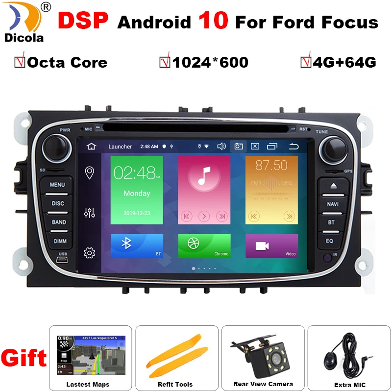 melhor Dvd Do Carro Dos Multimédios Do Andróide 10.0 Do Carro De Px5 Dsp Para O Foco S-max Smax Kuga C-max Da Navegação Do Gps Do Carro Autoradio Swc