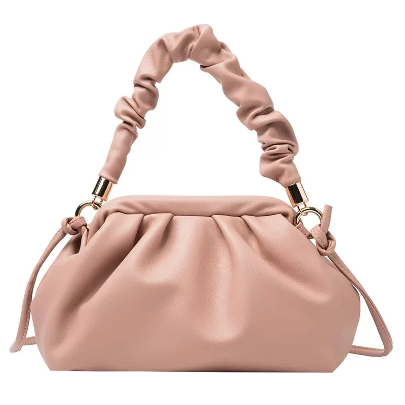 

Tote Bags for Women Pleated Soft PU Handbag Ruched Crossbody Chain 2021