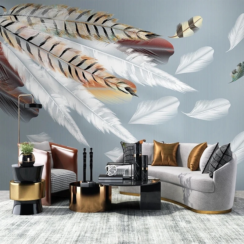 

Custom 3D Wallpaper Modern Creative Feather Wall Paper Home Decor Living Room Murales De Pared 3D House Decoration Wall Painting