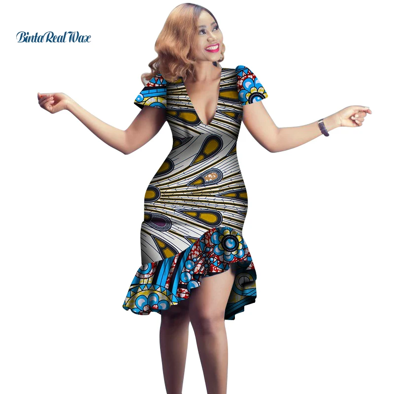 Комплект из обуви в африканском стиле платья для женщин с принтом драпированные