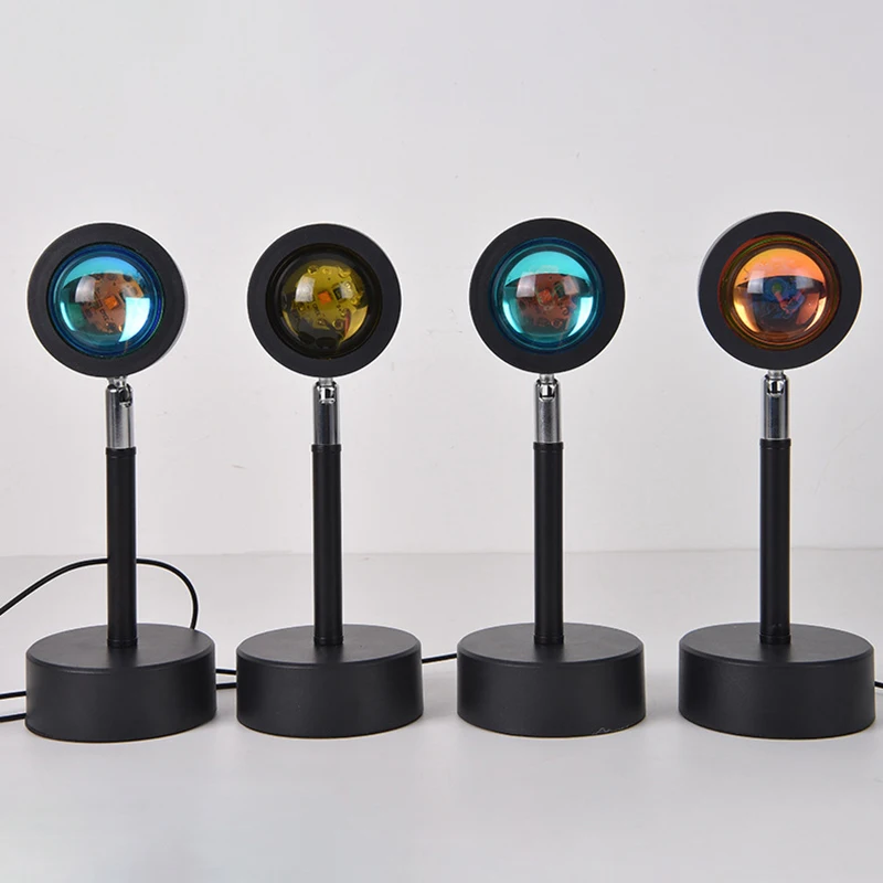 

Sunset Rainbow Projector Night Lights Usb Bedside Table Lamps Bar Light New