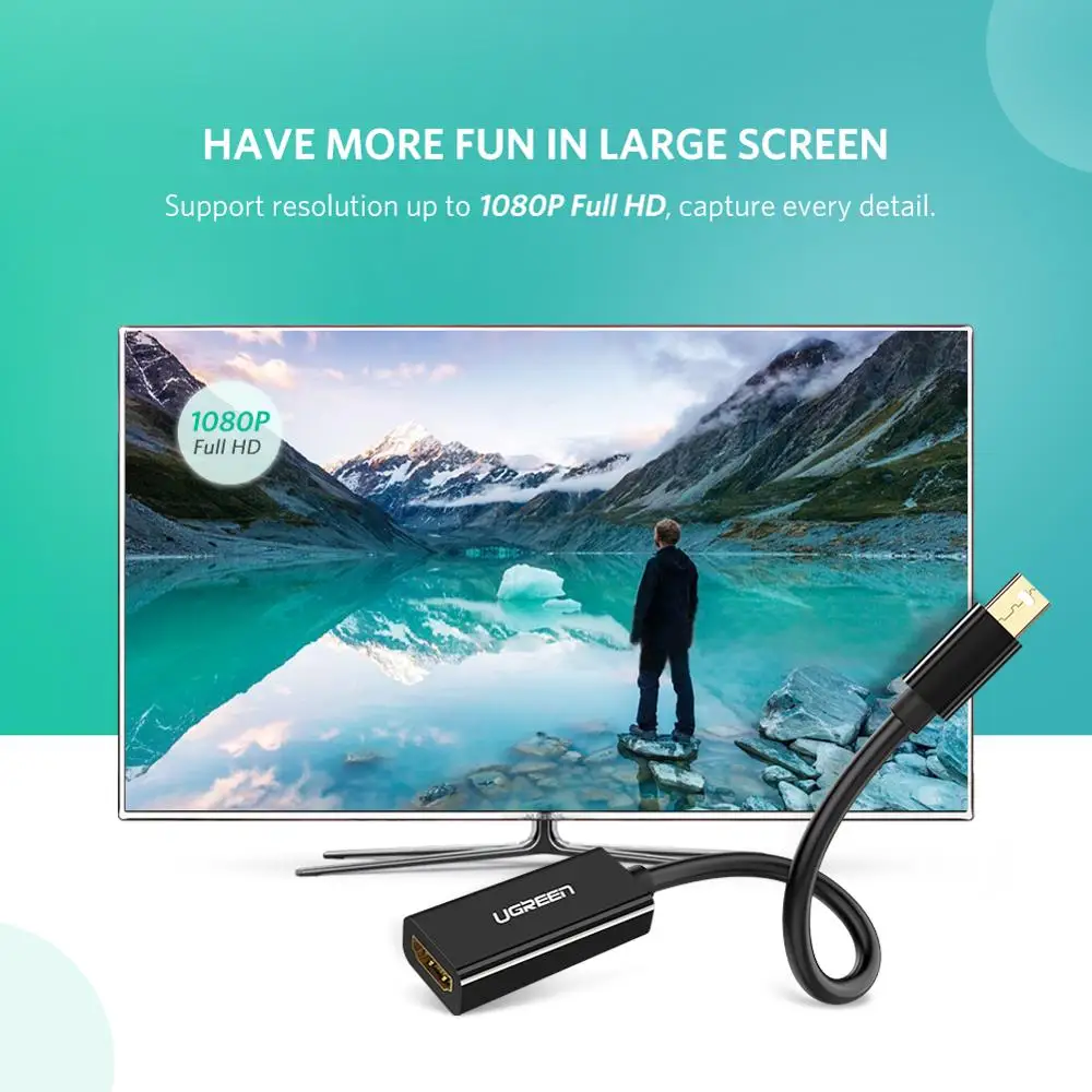 Адаптер UGREEN Mini DisplayPort HDMI переходник DP папа мама адаптер Thunderbolt 2 0 4K x 2K/30Hz HDMI|Кабели