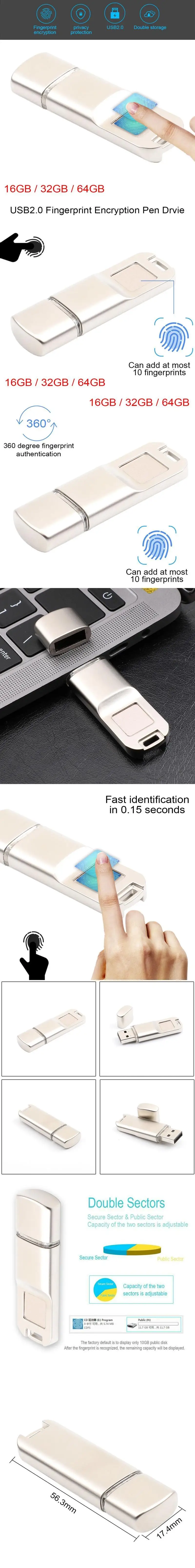 Шифрование отпечатков пальцев флеш-накопитель USB 3,0 U Диск высокоскоростной данных безопасности флэш-накопитель USB флэш-накопитель 64 ГБ флэш-накопитель