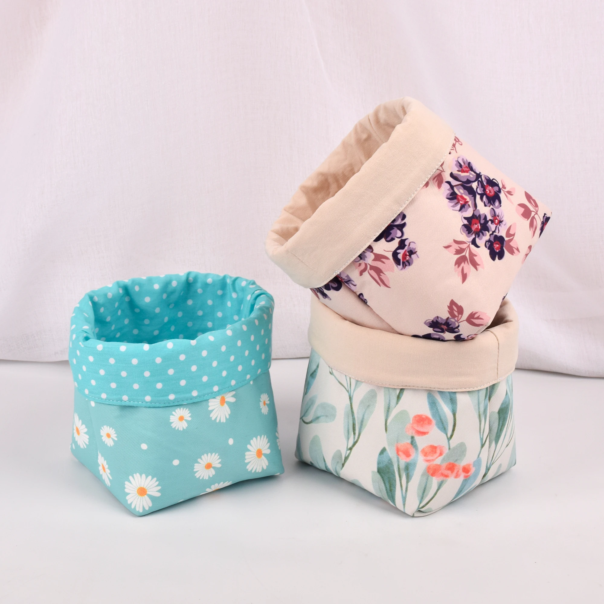 Корзина из ткани двусторонняя корзина ручной работы блюдо для конфет домашний