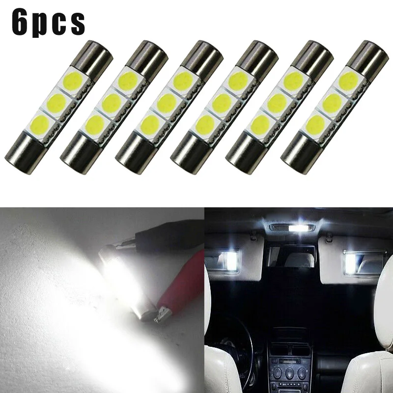 6 шт. ксеноновый белый 3SMD 6641 6614F светодиодный светильник солнцезащитный козырек