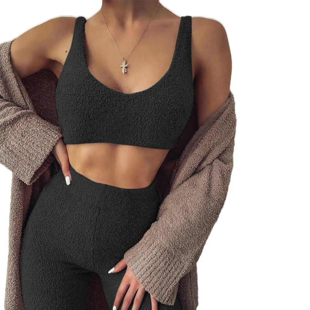 Осень-зима 2020 комплект из двух предметов с мехом сексуальный укороченный топ