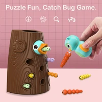 montessori educational wooden toys kids woodpecker catching bugs magnetic feeding bird toy early education interactive math toy