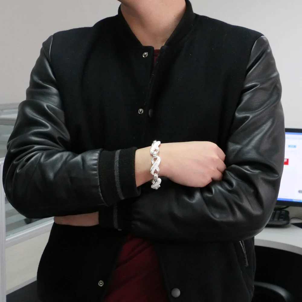 Мужской браслет-цепочка с драконом серебро 925 пробы