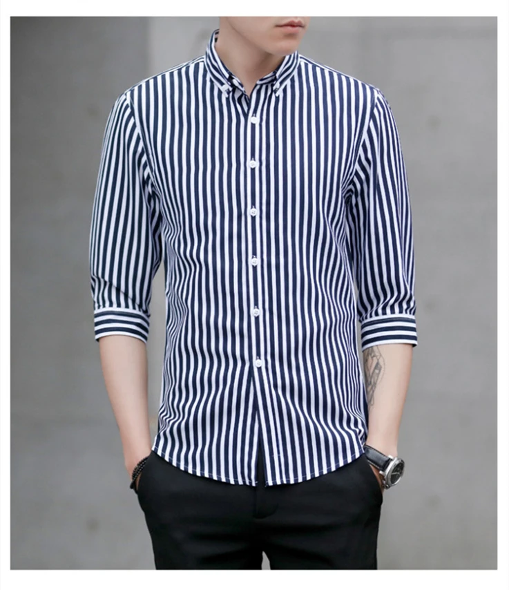 Новинка весна-лето 2021 мужская рубашка MRMT полосатая с рукавом в семь минут мужские