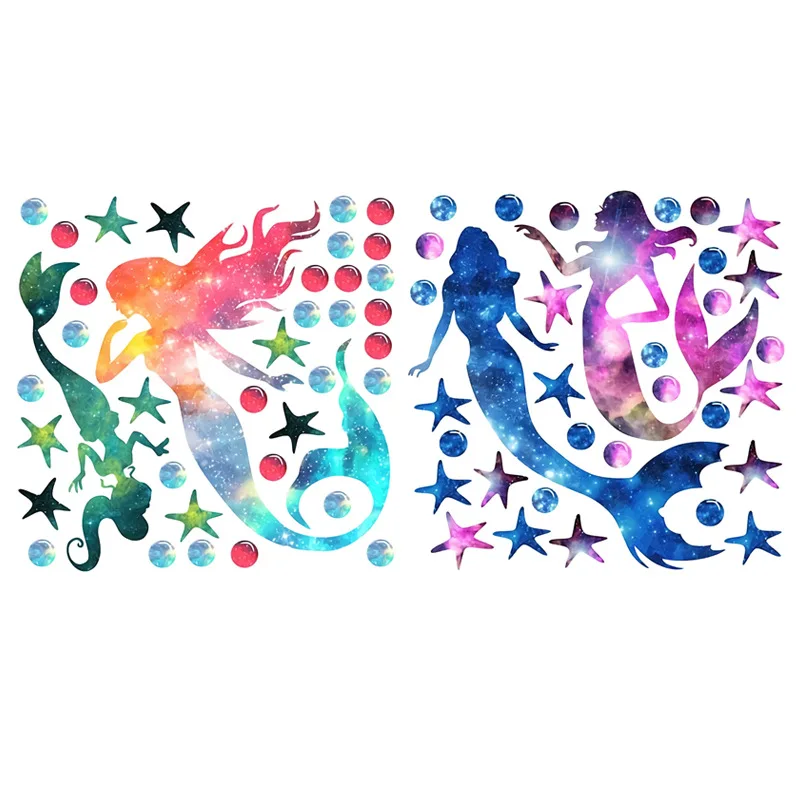 

Star Mermaid Wall Paste Creative Children's Cartoon Ins Wind Wall Decorated PVC Stickers Wall Decorations Living Room