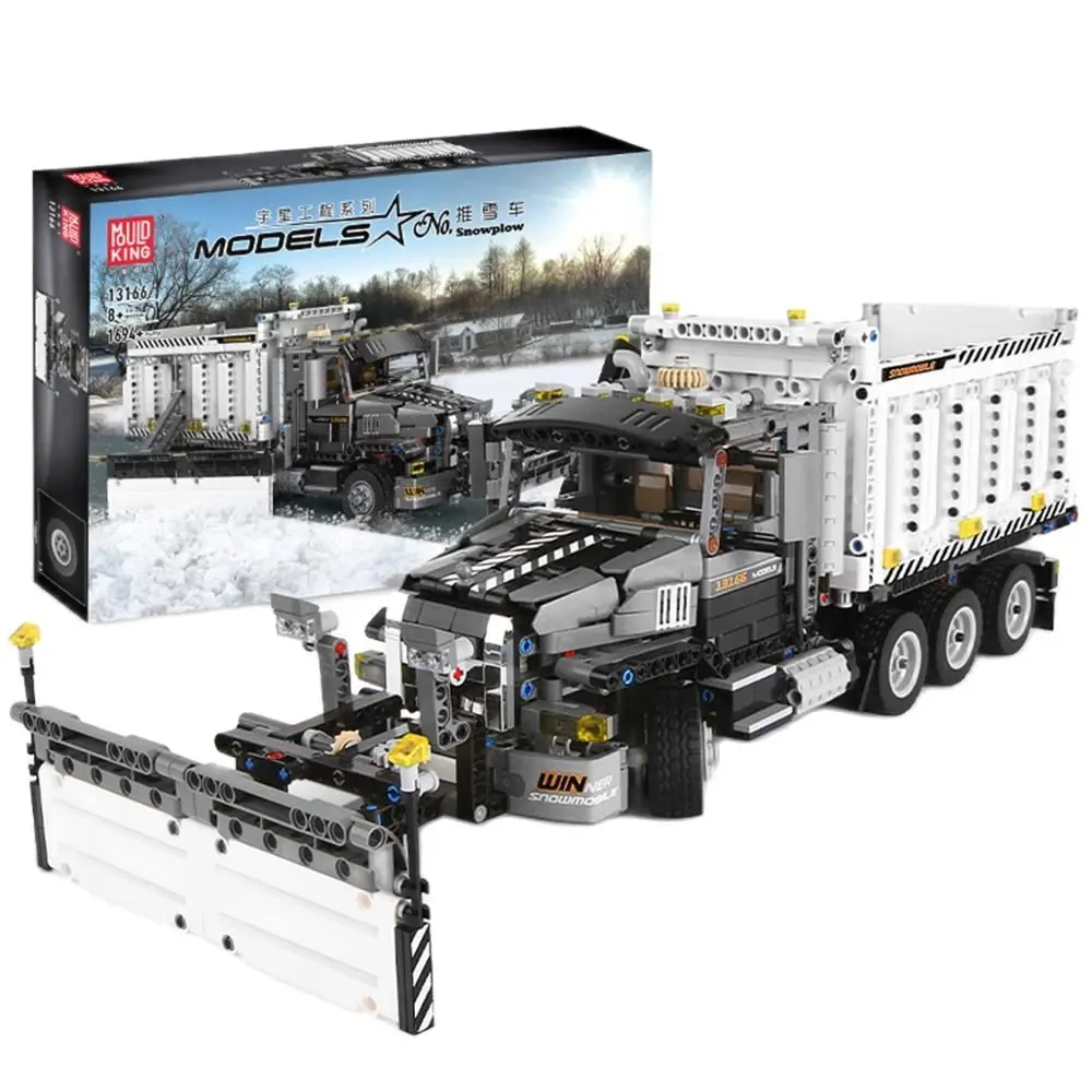 

Engineering 13166 snow pushing car movable car head static version puzzle insert and assemble small particle building blocks