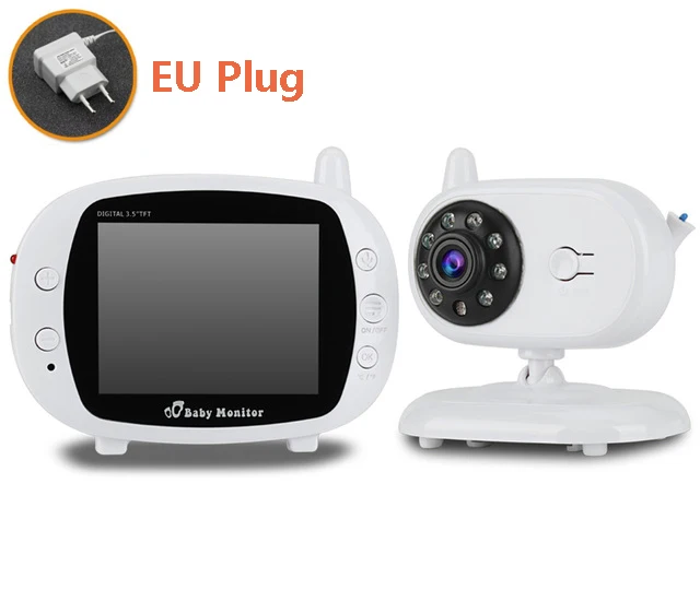EU Plug 3,5 ''Цифровой Беспроводной Детский монитор с ЖК-дисплеем, видео камера безопасности, температура, 2 способа разговора, ночное видение, Детская няня, камера - Цвет: EU Plug