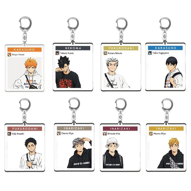 

Брелок для ключей с рисунком Аниме Haikyuu аксессуары для ключей из акриловой смолы, брелок для ключей от машины, коллекция реквизита, подвески ...