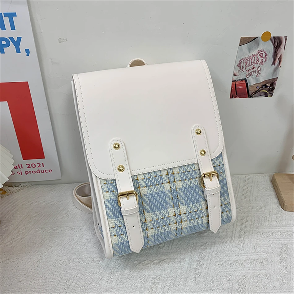 

New Fashion 3 Layers Women's Backpack Cotton and Pu Leather Backpacks for School Teenagers Girls Designer Travel BookBag Mochila
