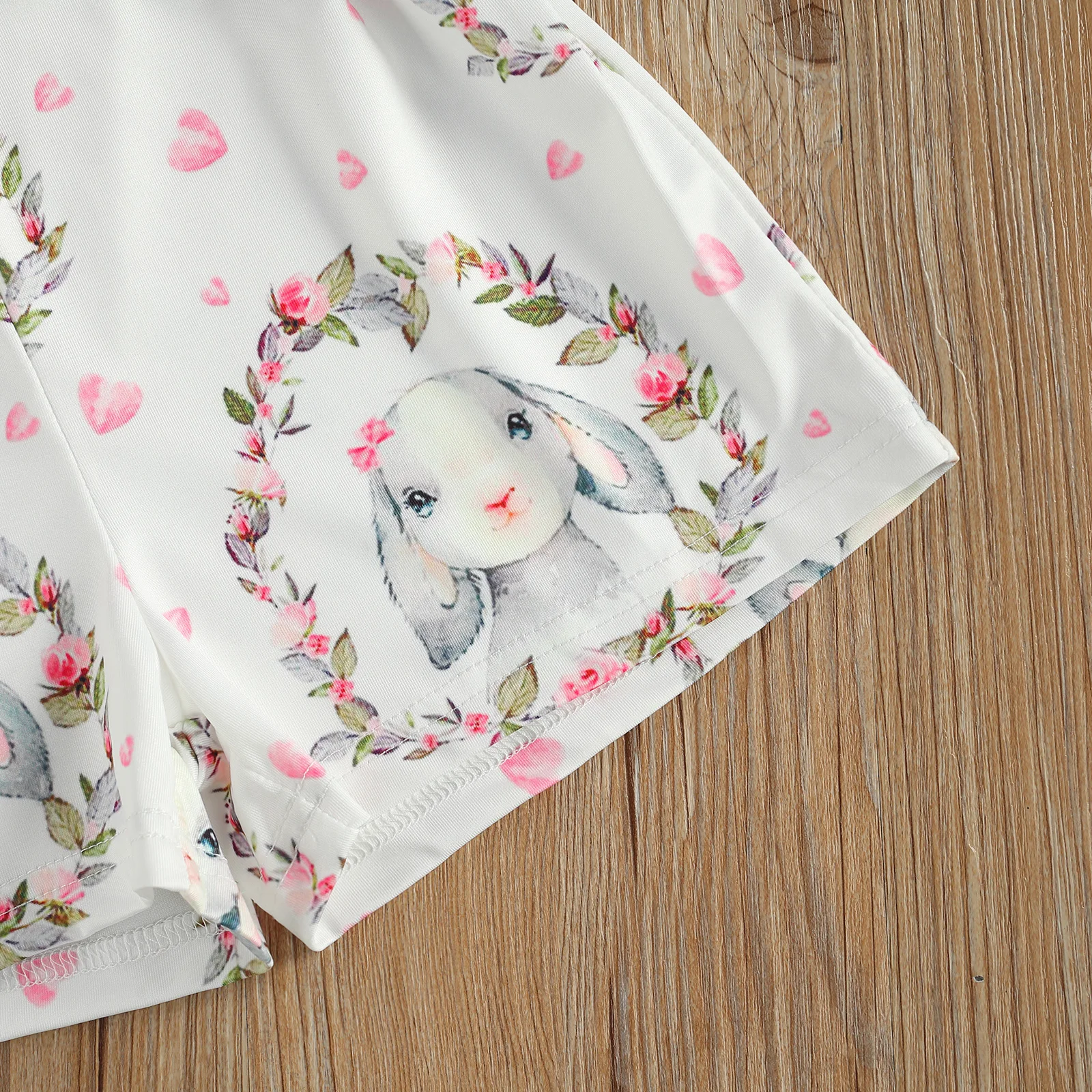 

Girl's Easter Clothing Two Piece Set Children's Rabbit Flower Printing Camisole Matching Shorts for Kids