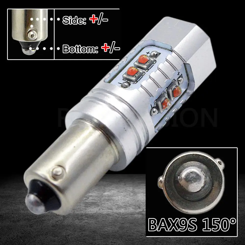 2 шт. AC/DC12-24V H21w BA9S BAY9S BAX9S 433D C'ree чипы светодиодный Белый/янтарный Canbus светодиодный задний фонарь 50 Вт 10smd для CC MG3 Citroen