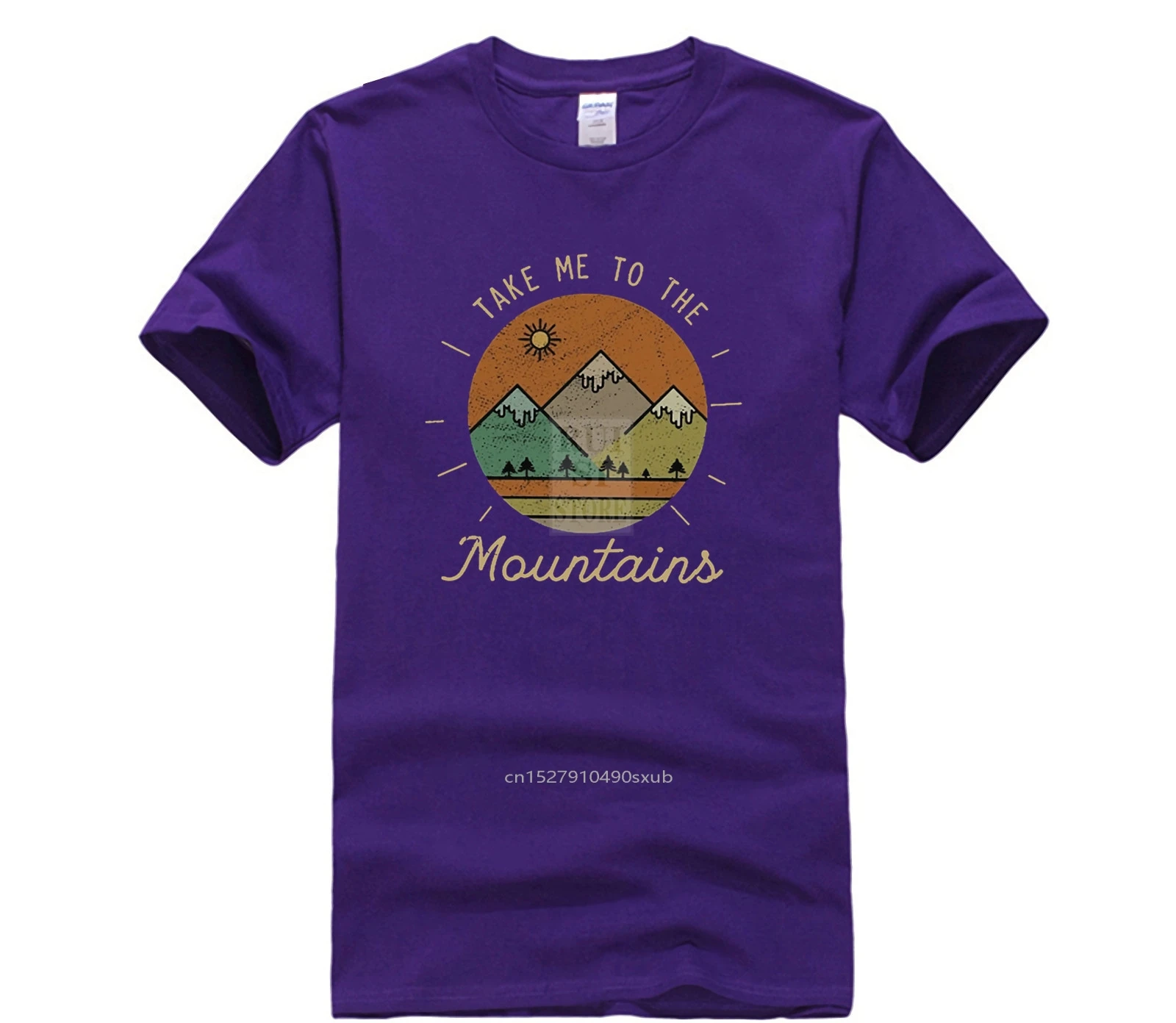 

Printed T-shirt Camping Take Me To The Mountains Vintage Men s Black Cotton T Shirt Casual Men's white short sleeve t-shirt