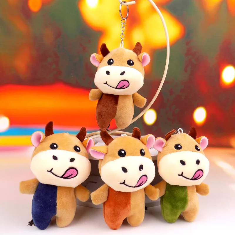 

Cute Calf Plush Keychain Cartoon Wedding Scatter Stuffed Doll Car Key Chains Girl Boy Kids Happy Keyring Gifts