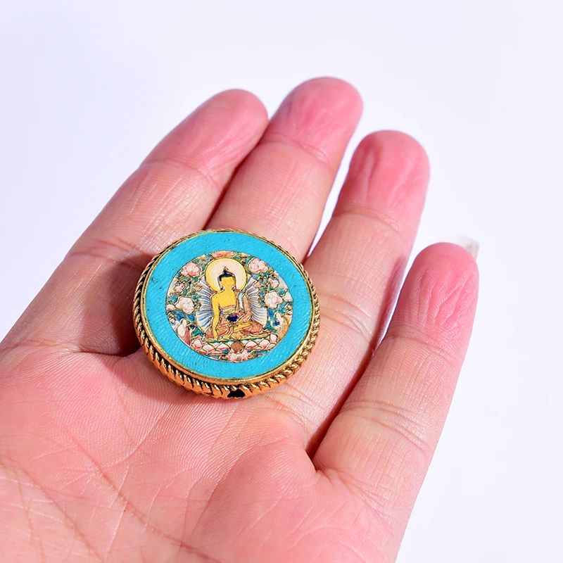 Индийские буддийский непальский бусины в стиле ретро металлический кулон 30 мм с 1