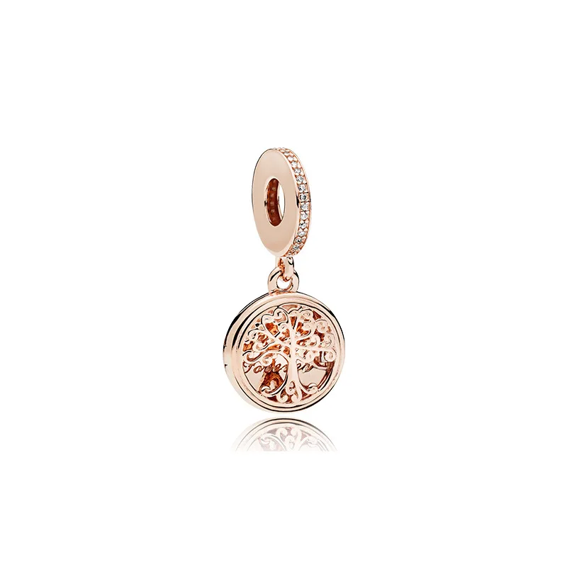 

Original 925 Sterling Silver Rose Gold Tree of Love Dangle Pendant Charms Beads DIY Necklaces Bracelet Jewelry For Women