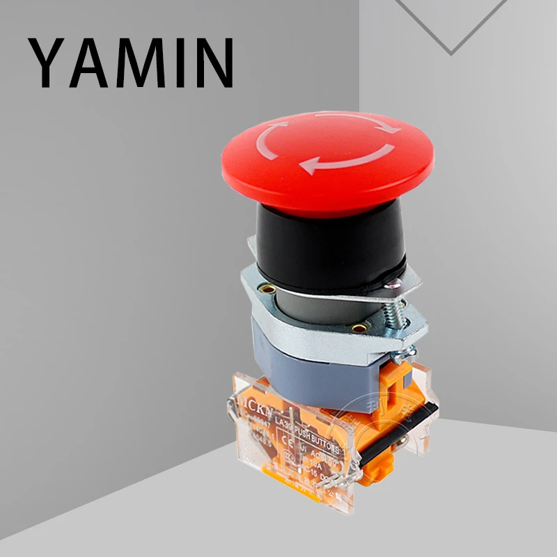 22 мм кнопочный переключатель блокировки аварийной остановки 1NO 1NC гриб красная