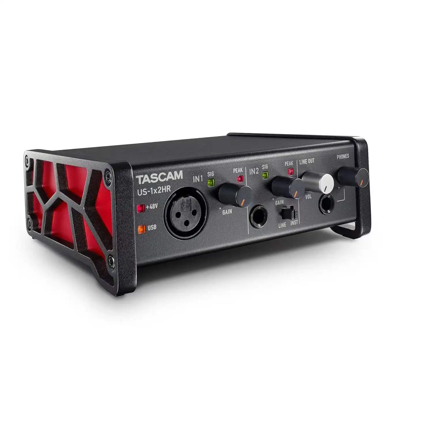 Практичный аудиоинтерфейс Tascam us-1x2 HR с 2 входами (1 Микрофон/1 линия) и