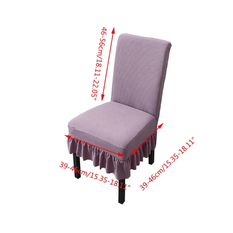 

Stretch Waterproof Chair Cover with Ruffled Skirt Plaid Textured Solid Color Stool Slipcover Protectors Party Decoration