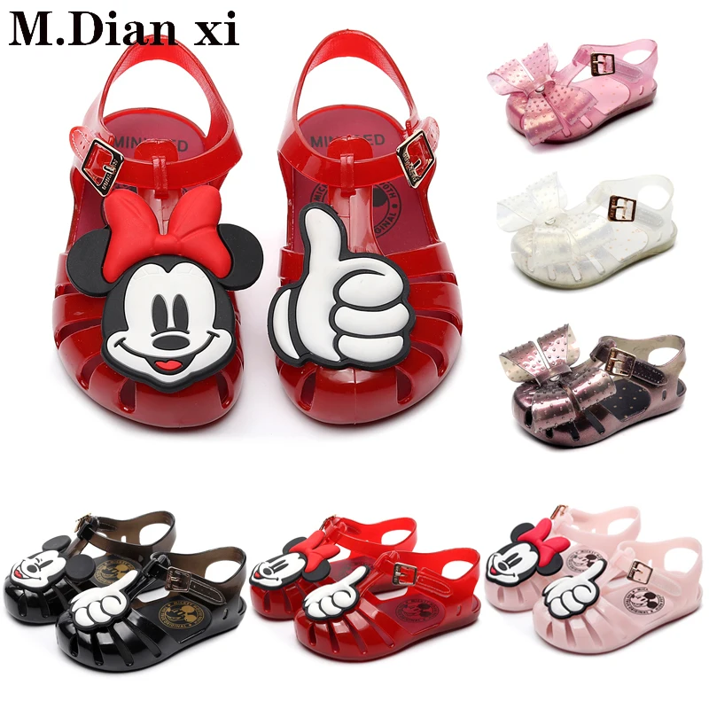 Сандалии для девочек мини туфли новинка летняя мягкая обувь желе в стиле