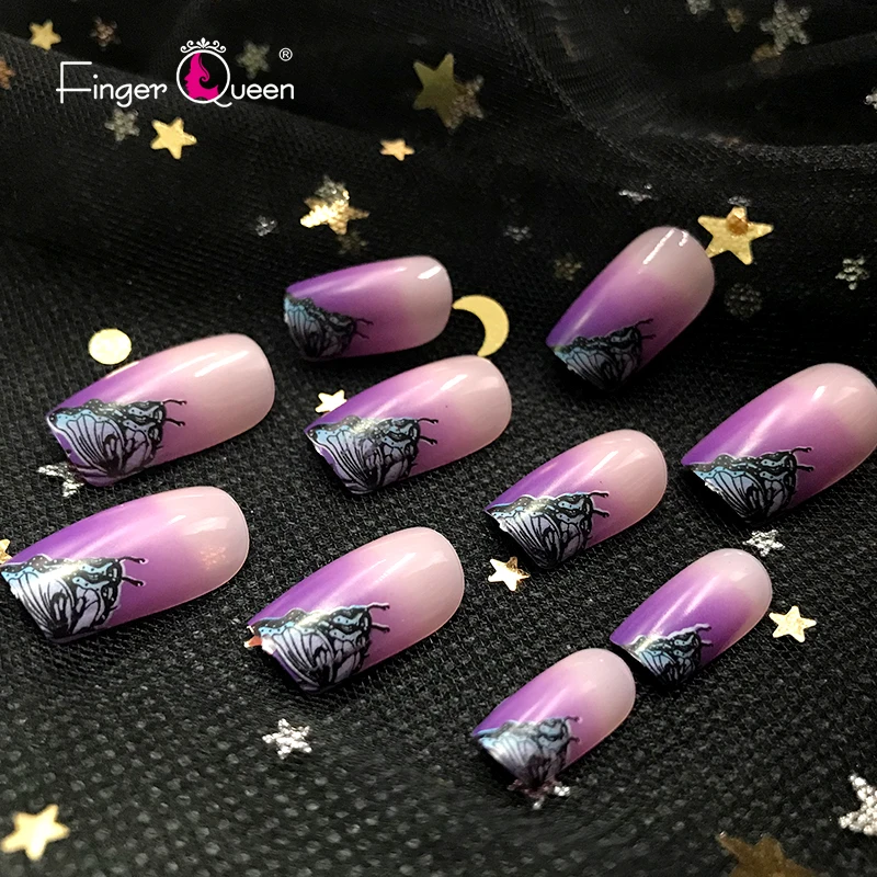 Накладные ногти Fingerqueen 24 шт./компл. прессованные на палец девушки красивые