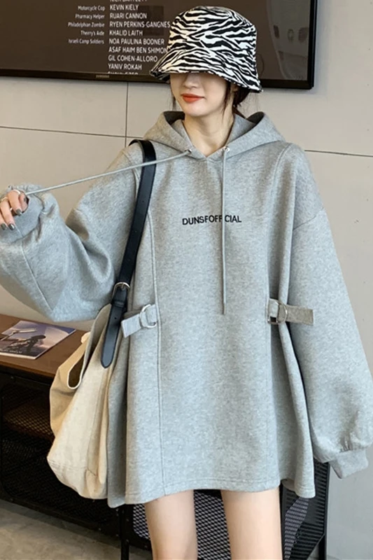

Velvet thick french sweater women's autumn and winter new korean style loose design hooded jacket