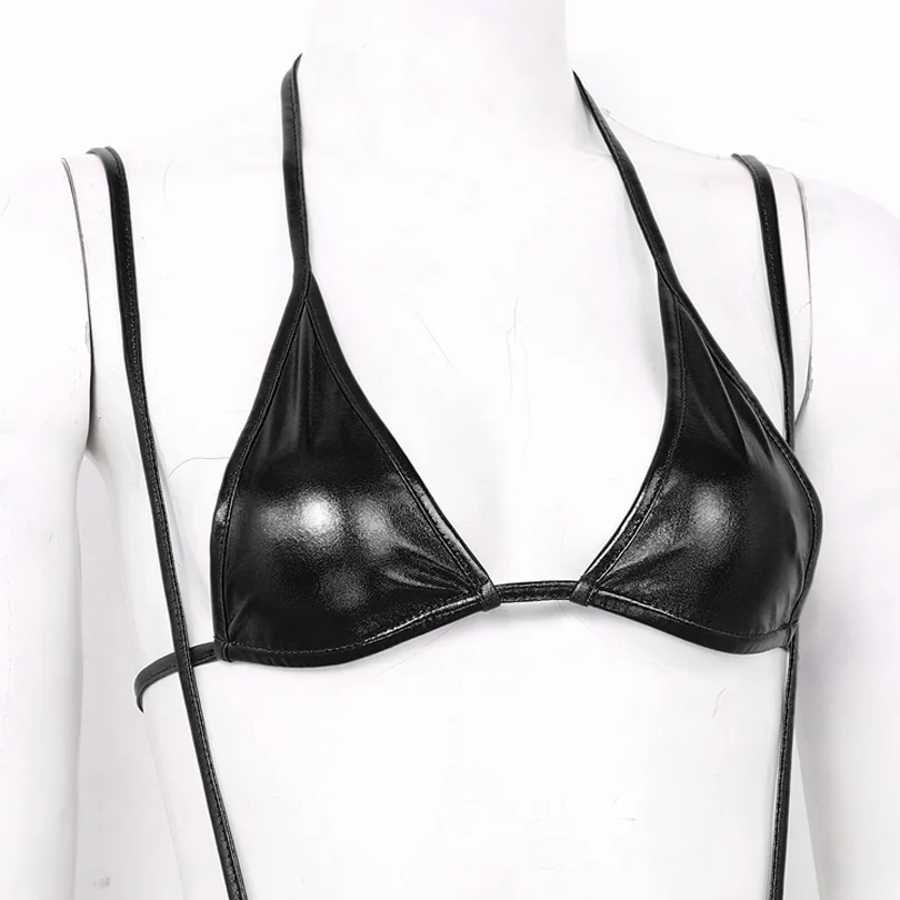 Сексуальный женский летний эротический блестящий мини-бикини с металлическим