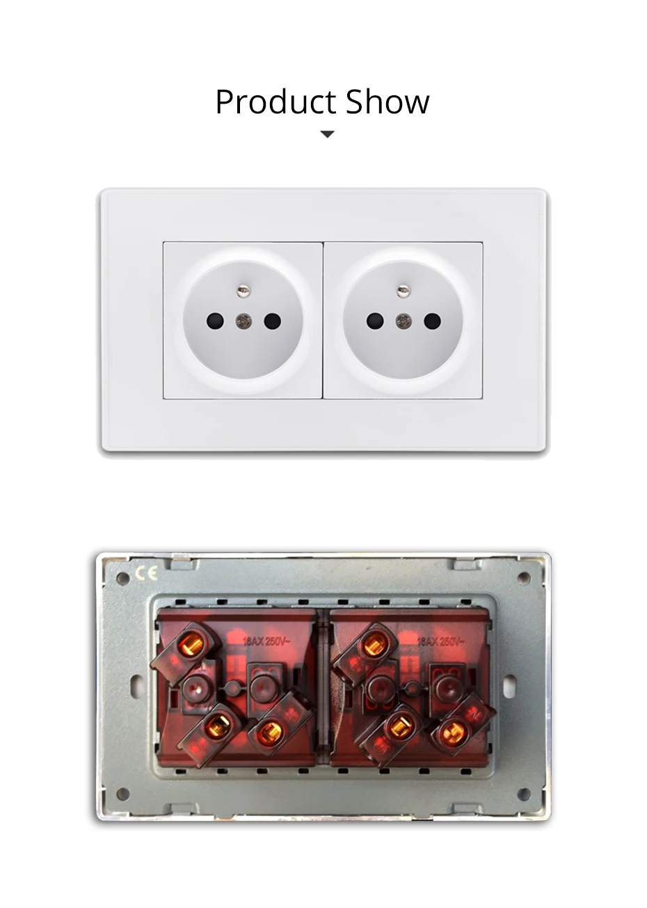 2 двойные ЕС французская розетка Wallpad роскошные белые настенные электрические розетки PC Панель 16A 110-250V