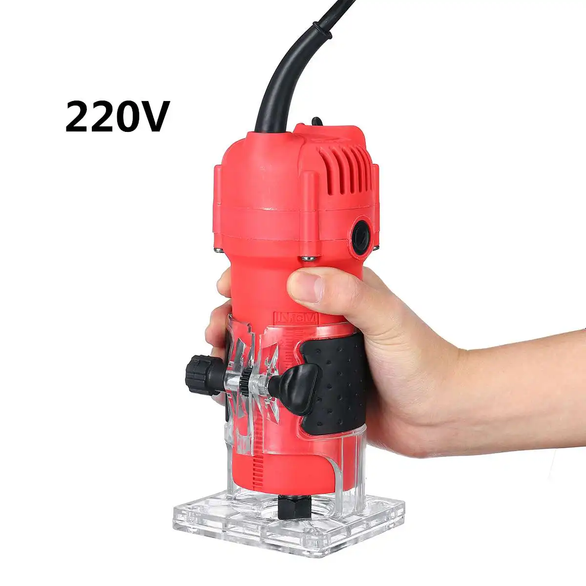 220V 2200 Вт деревообрабатывающий электрический ручной триммер, фрезерный станок для дерева, станок для резьбы по дереву, 12 маршрутизатор для ПК, резьба по дереву, фрезерная гравировка, электроинструмент - Цвет: 220V