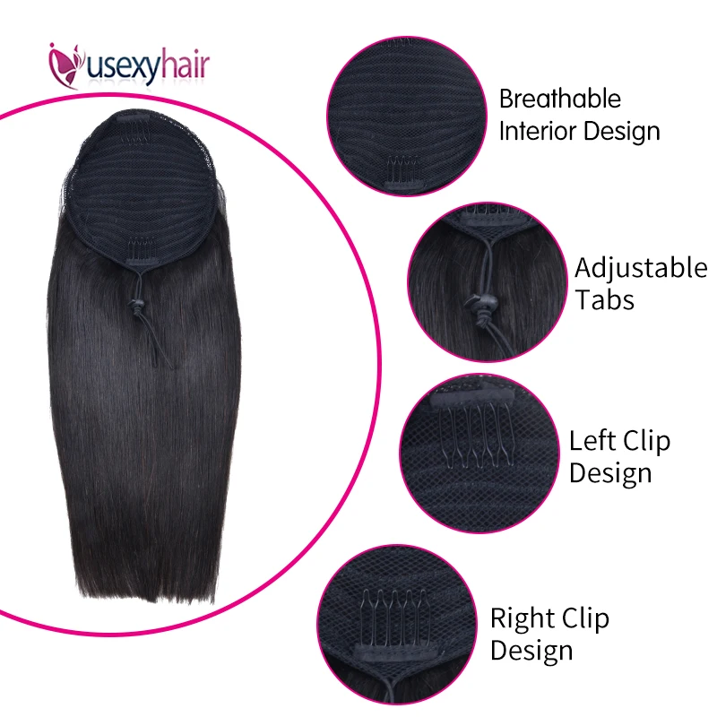 Прямые человеческие волосы конский хвост Remy Ombre бразильские накладные на шнурке