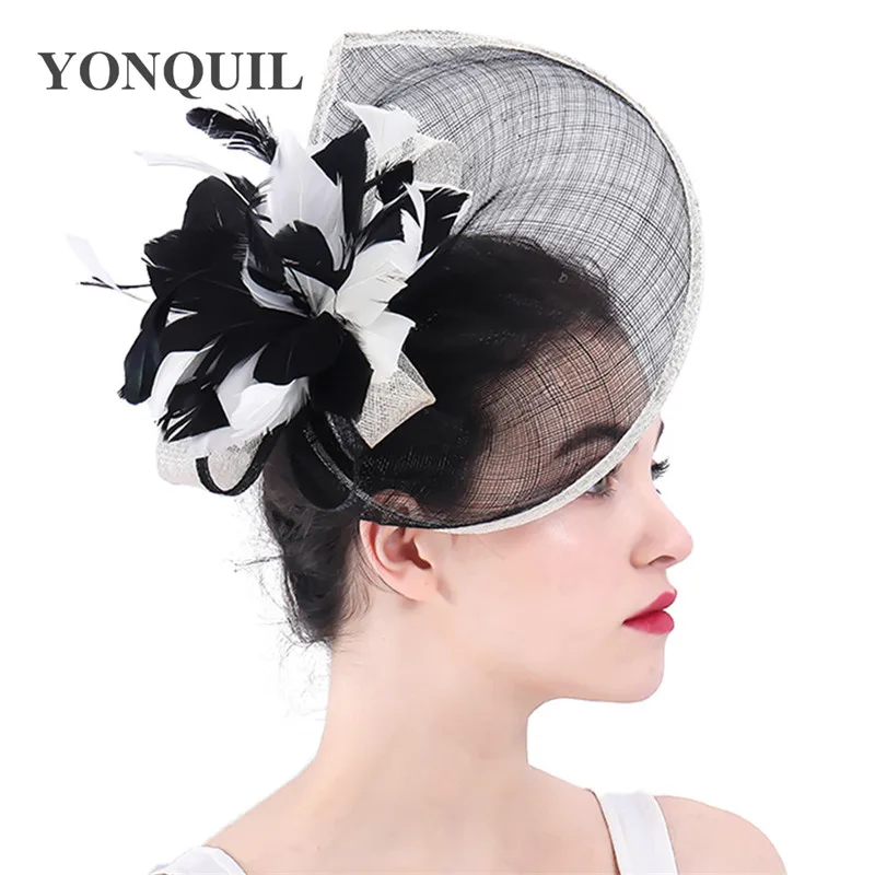 

Party Fascinator Hats For Women Summer Feather Flower Hat Pillbox Formal Cocktail Church Wedding Dress Chapeau Fedoras SYF321
