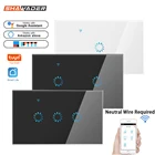 Wi-Fi, умный светильник настенный выключатель Беспроводной Электрический прерыватель сенсорный Экран стекло Панель дистанционного Управление Изготовитель: Tuya Alexa Google Home