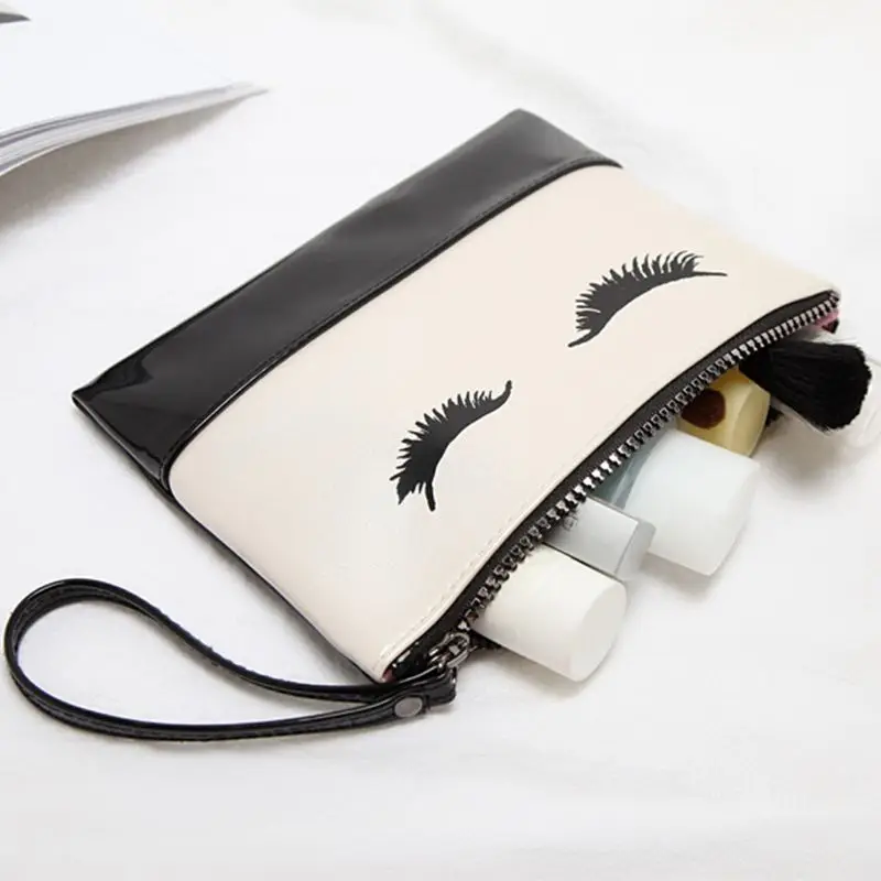 

10 Pcs Fashion Lady Eyelash Pattern Cosmetic Bags With Zipper Clutch Women Make Up Organizer
