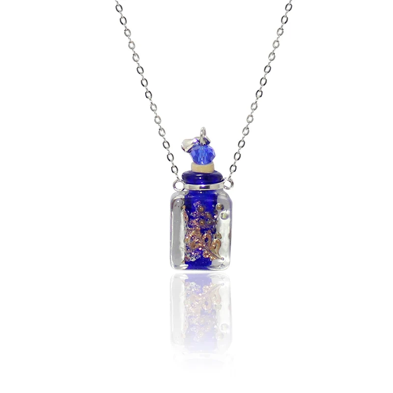 

1PC Murano Glass Perfume Bottle Necklace Luminous Bottle Essential Oil Aromatherapy Bottle Pendant Necklace