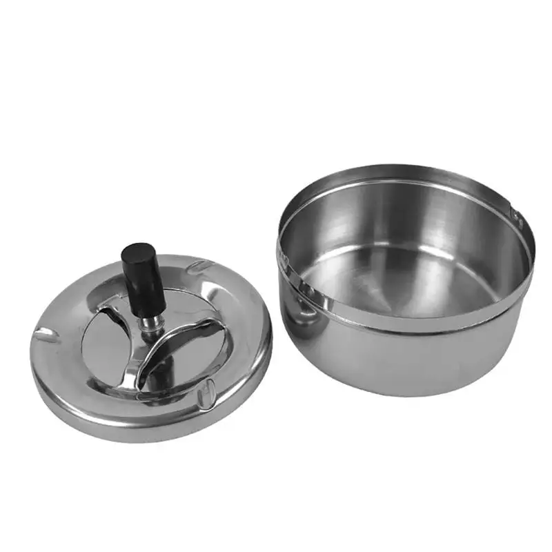 Портативная круглая спиннинговая пепельница из нержавеющей стали товары для