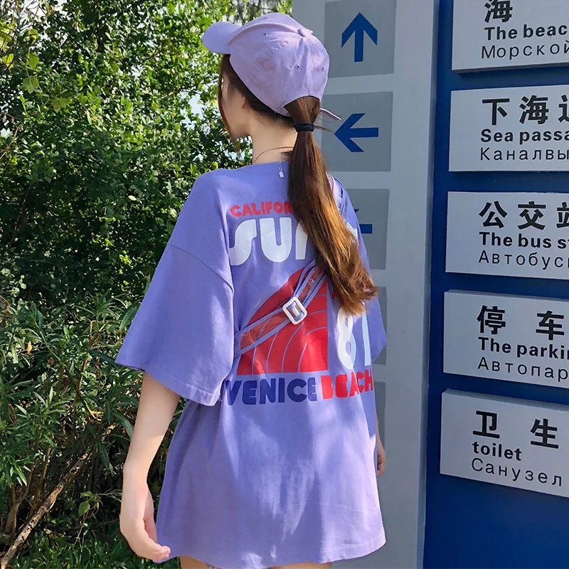 Летний Топ Harajuku женские футболки с большим рисунком для женщин пуловер круглым