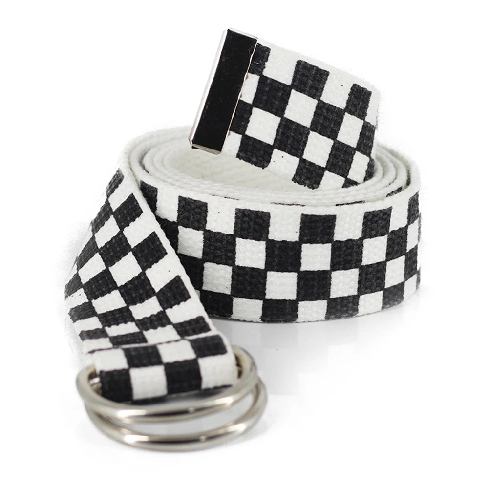 130 см двойное кольцо модный холщовый поясной ремень Радужный Цвет Полосатый Пояс