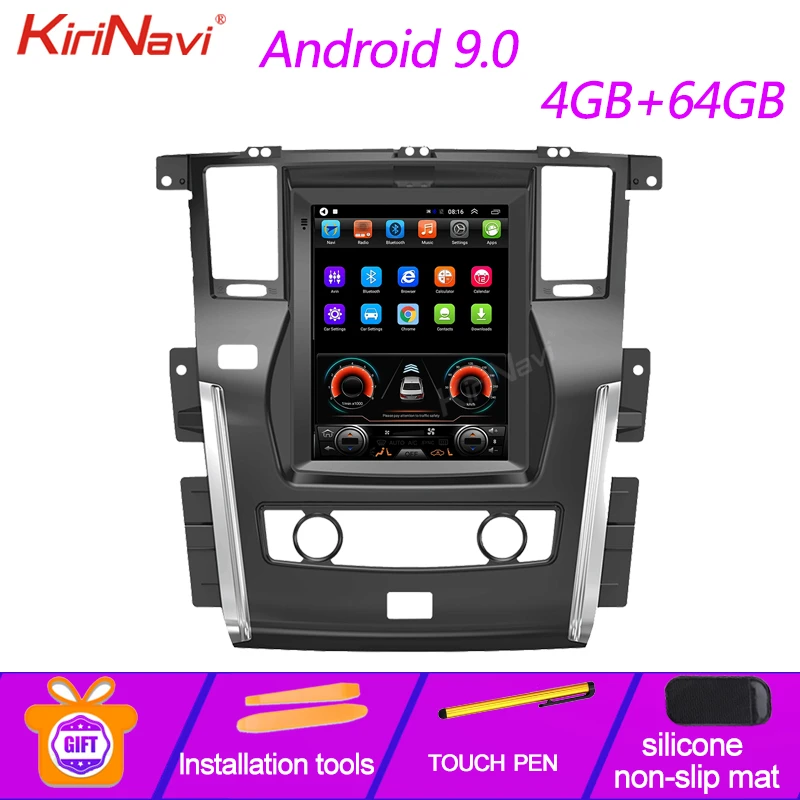 

KiriNavi вертикальный экран Tesla стиль 10,4 дюймов Android 9,0 автомобильный мультимедийный плеер для Nissan Patrol Car Radio Navigaton 2010-2018