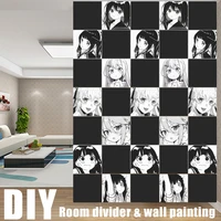 4pcslot 2929cm anime girl room divider panel decor homeseparator screen partition diy hanging wall painting g002