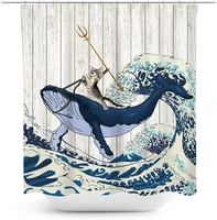 funny cat shower curtain japanese wave whale barn door