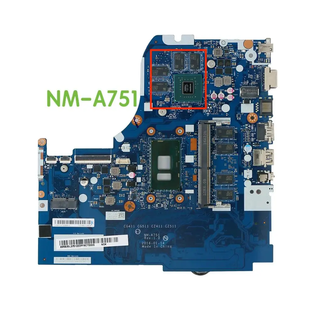 

Suitable For Lenovo 310-15ISK 510-15ISK Laptop Motherboard I5-6200U CG411 CG511 NM-A751 Rev:1.0 Mainboard 100% tested fully work