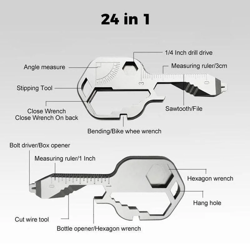 

Multi-Tool Compact Outdoor Key 24 in 1 EDC Stainless Steel Mini Multifunctional Screwdriver Slotted Screwdrivers Repair Tools