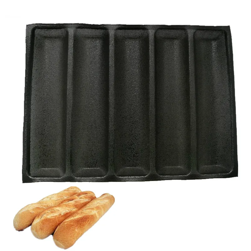 

Non-Stick Baguette Wave French Bread Bakeware Perforated Baking Pan Mat for 12-Inch Sub Rolls Silicone Baking Liners